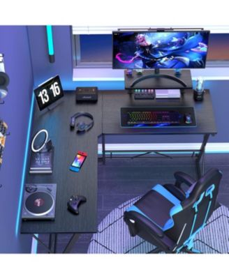 L-Shaped Desk 50.8" Computer Corner Desk, Home Gaming Desk, Office Writing Workstation with Large Monitor Stand, Space-Saving, Easy to Assemble, Black