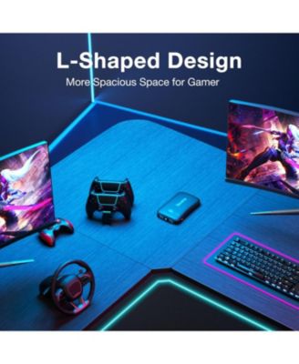 L-Shaped Desk 50.8" Computer Corner Desk, Home Gaming Desk, Office Writing Workstation with Large Monitor Stand, Space-Saving, Easy to Assemble, Black