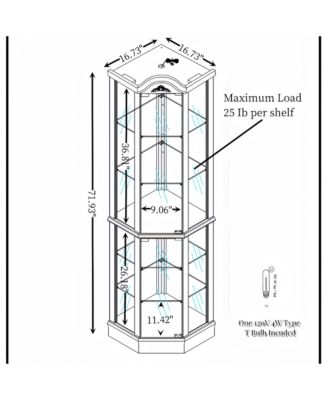 Elegant Glass Display Cabinet – Lighted Corner Curio for Living Room, Dining Room, or Entryway