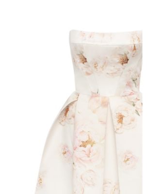 Women's Strapless Midi Dress With A Flower Print