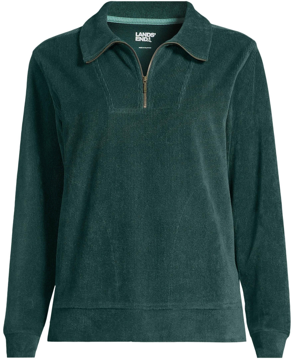 Lands' End Women's Long Sleeve Sport Cord Quarter Zip Pullover