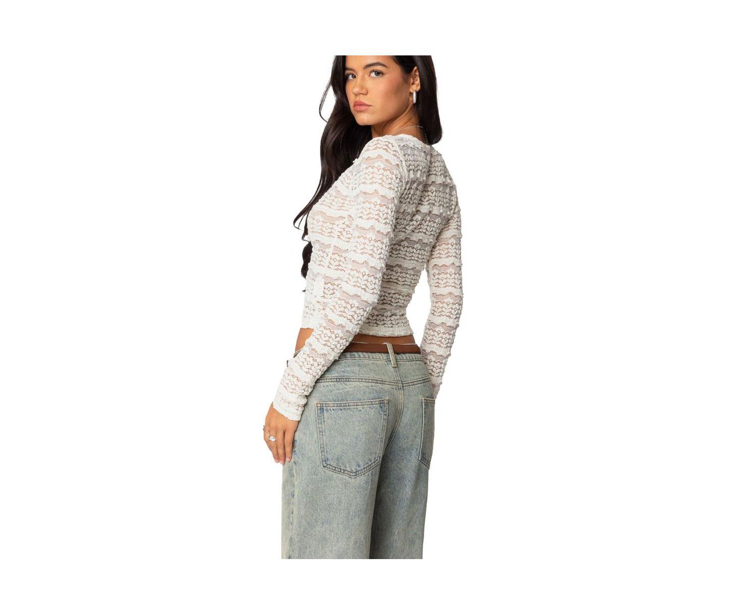 Women's Daisey Textured Sheer Lace Top