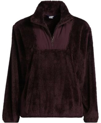 Plus Size Half Zip Cozy High Pile Fleece Pullover