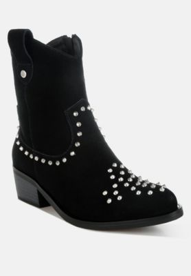 Womens Hira Studs Embellished Cowboy Boots