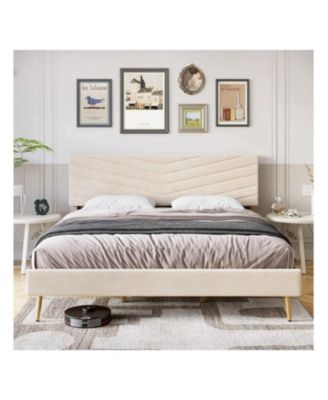 gaomon Upholstered Bed Frame â€“ Full/Queen/King Size Velvet Platform Bed with Adjustable Headboard, Noise-Free Design, No Box Spring Needed