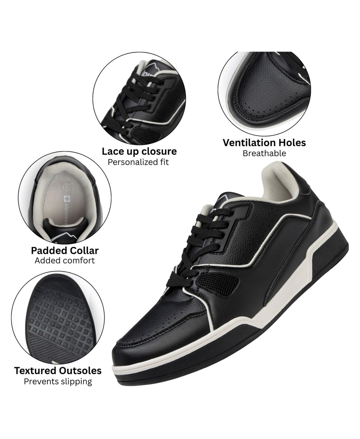 Мужские кроссовки Alpine Swiss Remy Fashion Sneakers Low Top Casual Comfortable Tennis Shoes, цвет: Чёрный — фото 3