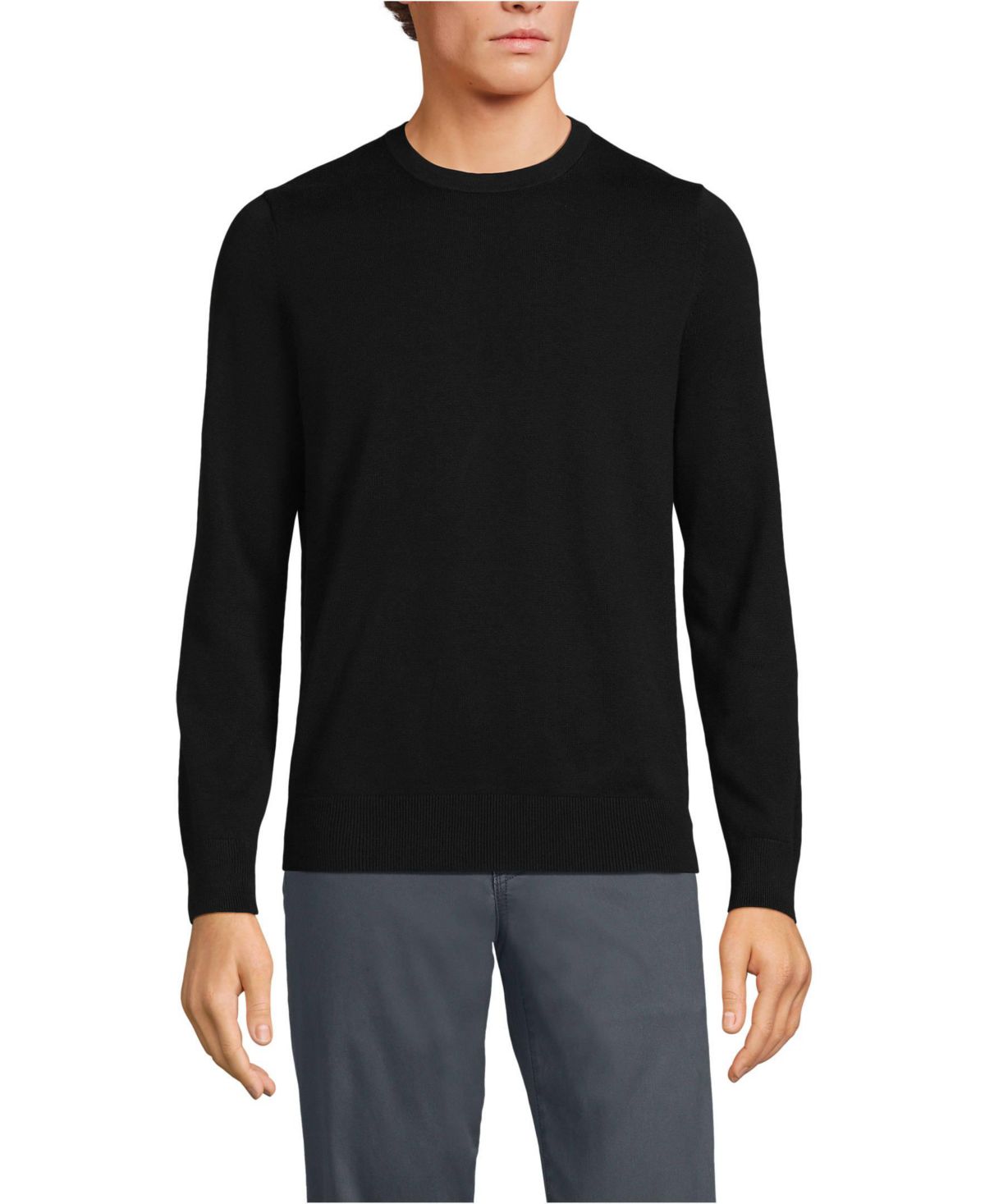 Большой и высокий свитер из тонкого хлопка с круглым вырезом горловины