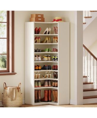 27.56" Wood 9-Tier Shoe Cabinet Organizer Freestanding Heavy-Duty Storage Rack for 40–45 Pairs of Shoes