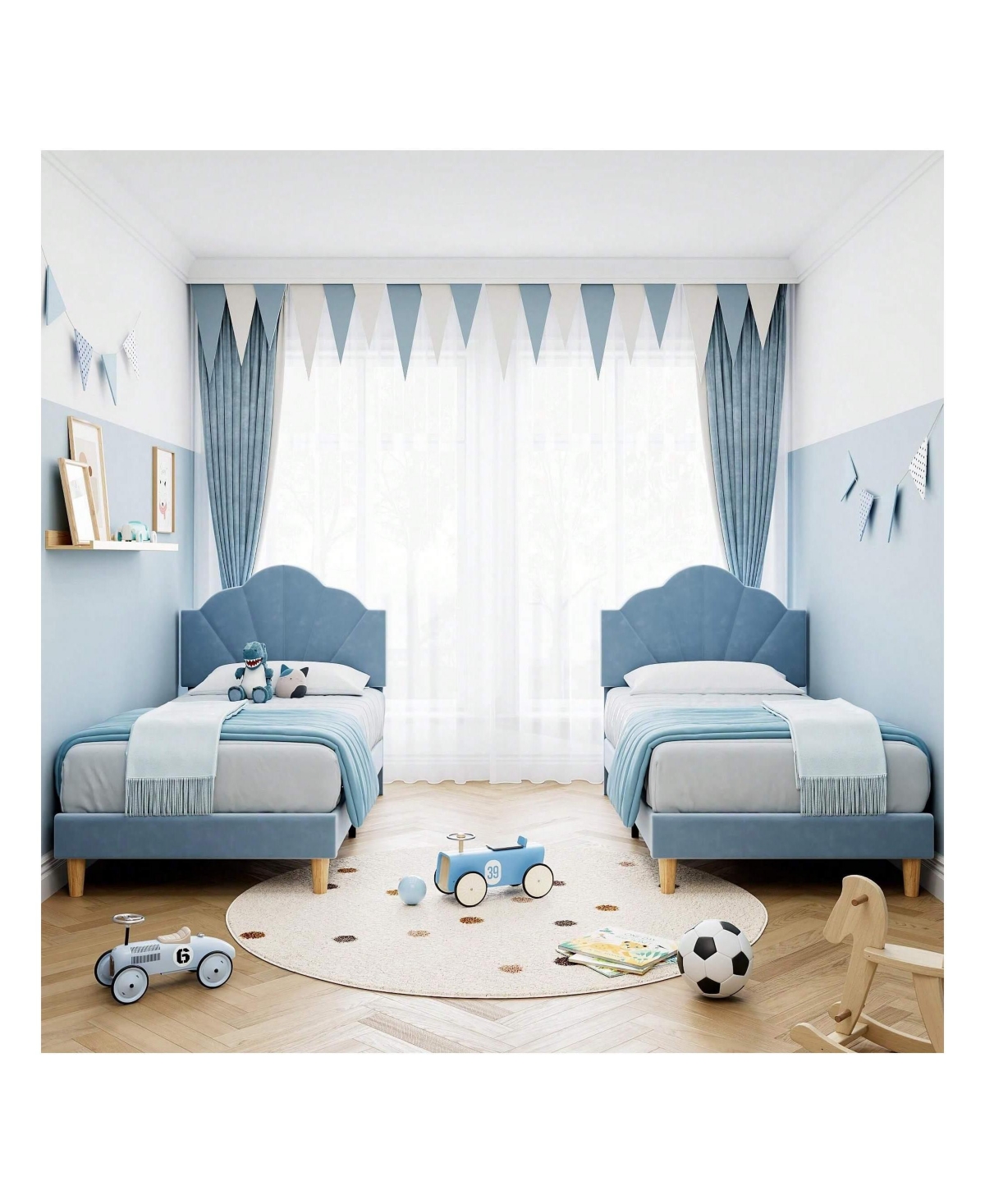 gaomon Twin Platform Bed Frame, Velvet Upholstered Frame With Height Adjustable Headboard, Strong Wood Slat Support, Solid And Stable, Ea