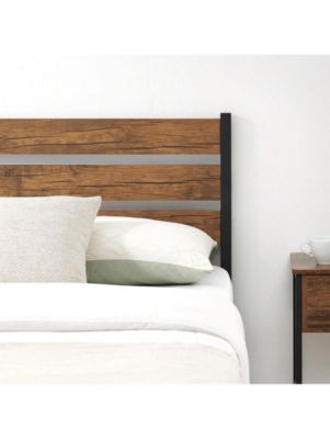 Full/Queen Bed Frame, Bed Frame With Wooeden Headboard And Footboard, Platform Bed Frame With Underbed Storage Space, Rustic Country Style, No Box Spring Needed