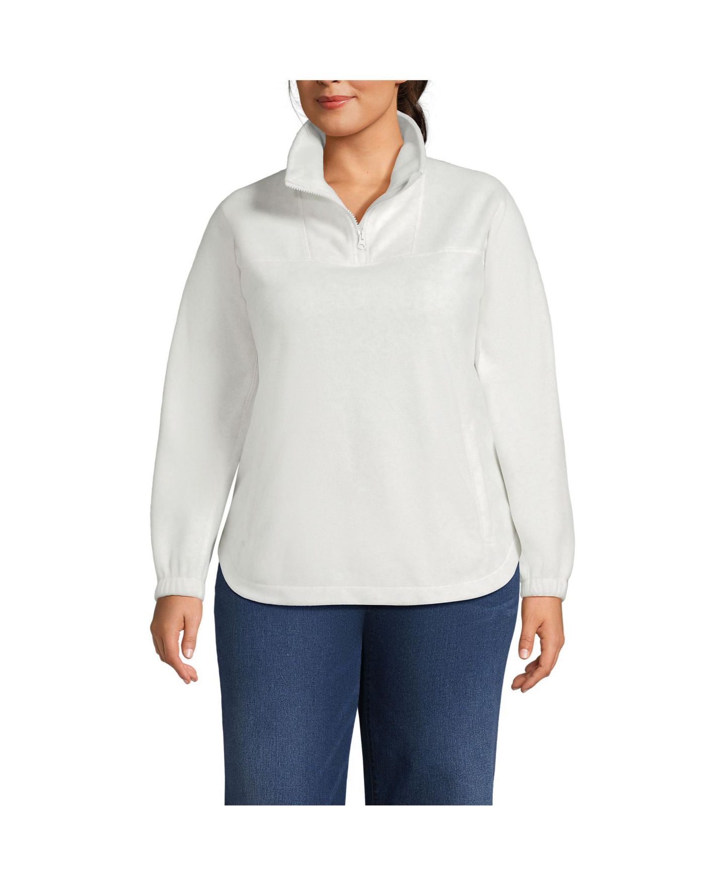 Женские куртки Lands' End Plus Size Luxe Fleece Quarter Zip — фото 1