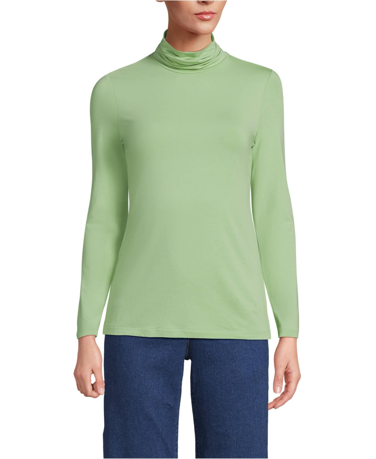 Lands' End Petite Lightweight Jersey Skimming Long Sleeve Turtleneck