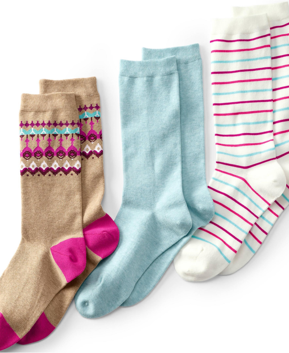 Women's 3-Pack Patterned Crew Socks - Fairisle pack