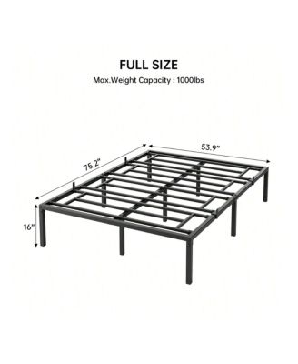 16 Inch Bed Frame, No Box Spring Needed, Heavy Duty Metal Platform Bed Frame For Bedroom, Easy Assembly, Noise Free