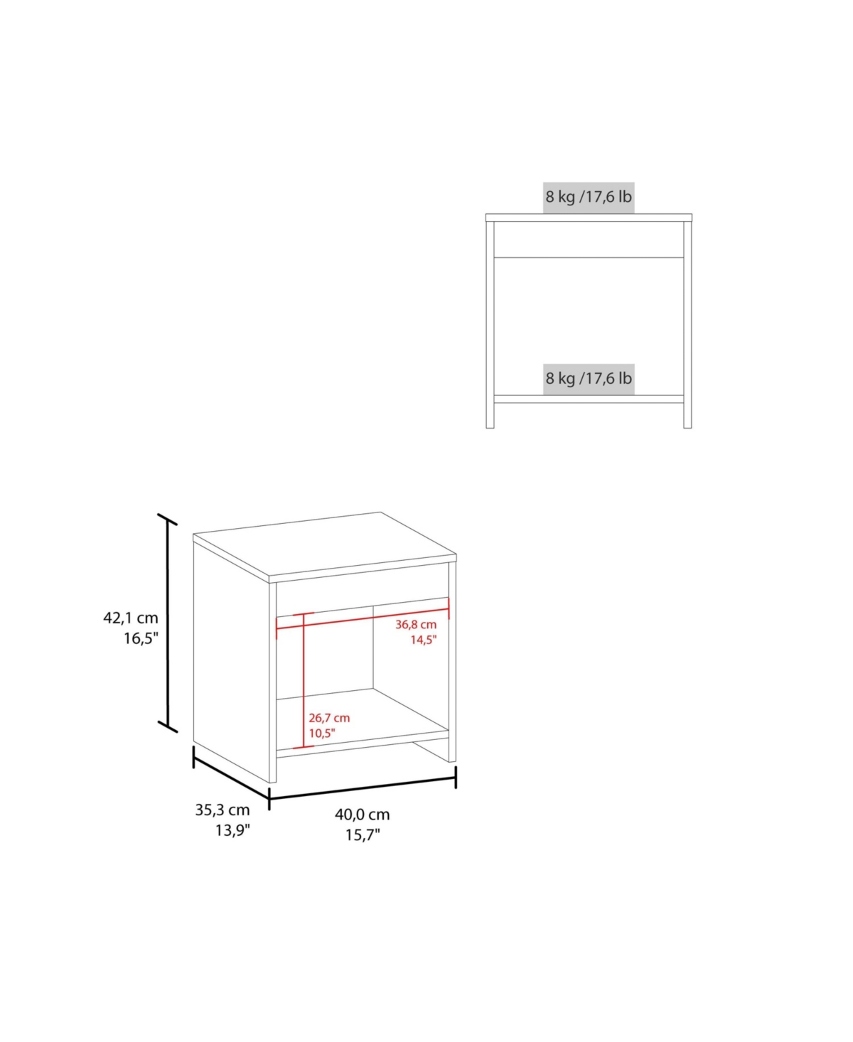 Fm Furniture Anegam Nightstand with Open Storage,- White