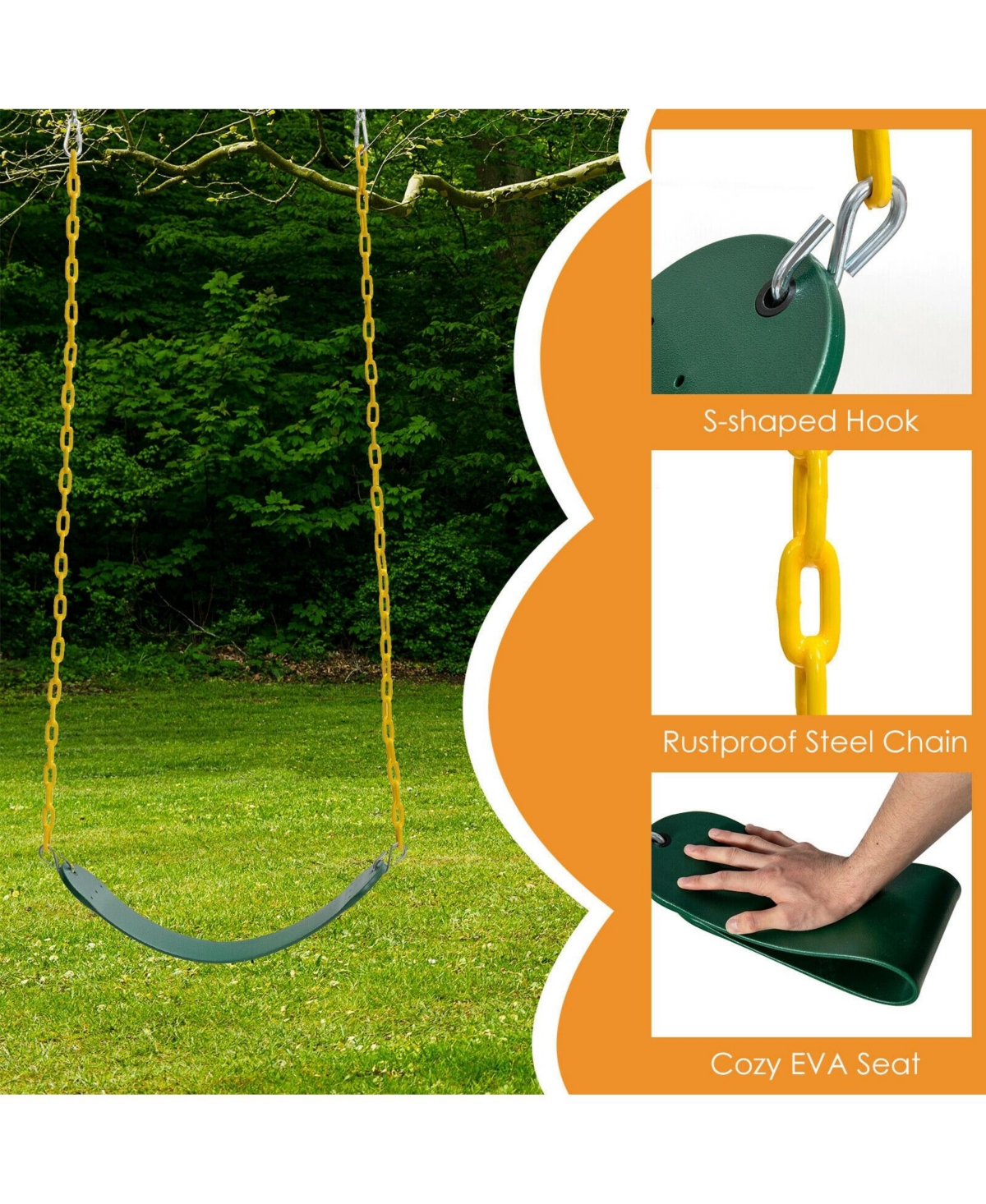 Gouun 2-Pack Swing Set Swing Seat Replacement and Saucer Tree Swing (Without Stand)