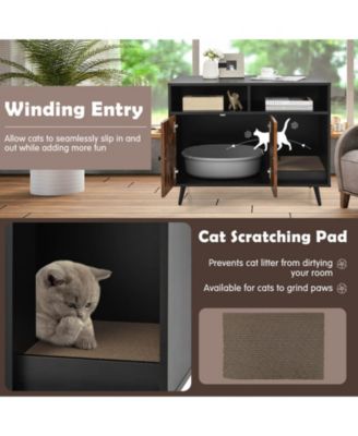 Cat Litter Box Enclosure with Storage Compartments and Pet Scratcher