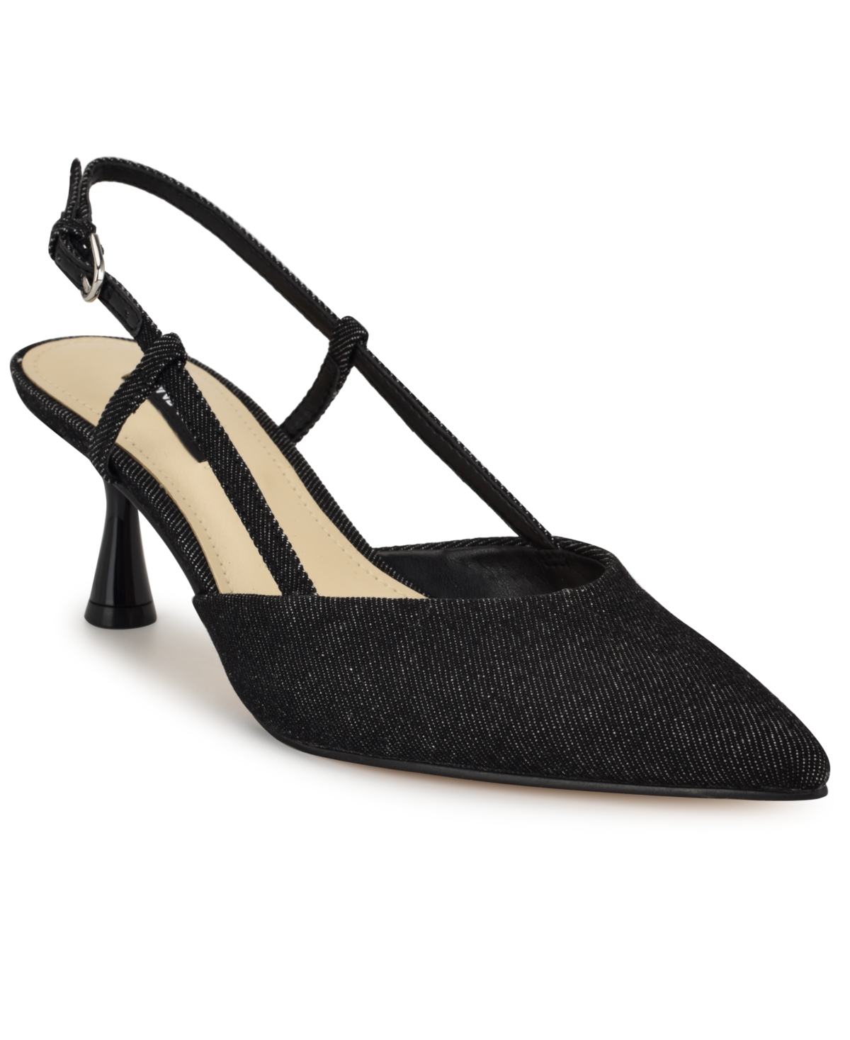 Nine West Women's Rhonda Tapered Heel Slingback Pumps - Black Denim