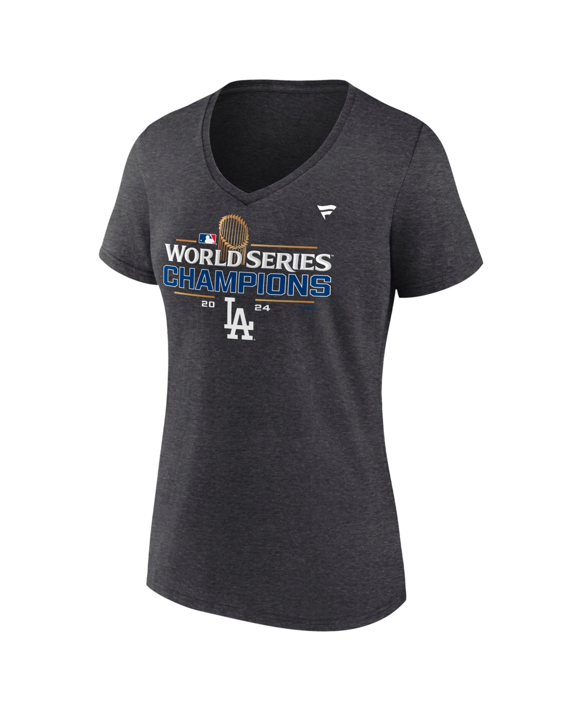 Fanatics Women's Heather Charcoal Los Angeles Dodgers 2024 World Series Champions Locker Room T-shirt In Heather Charcoal