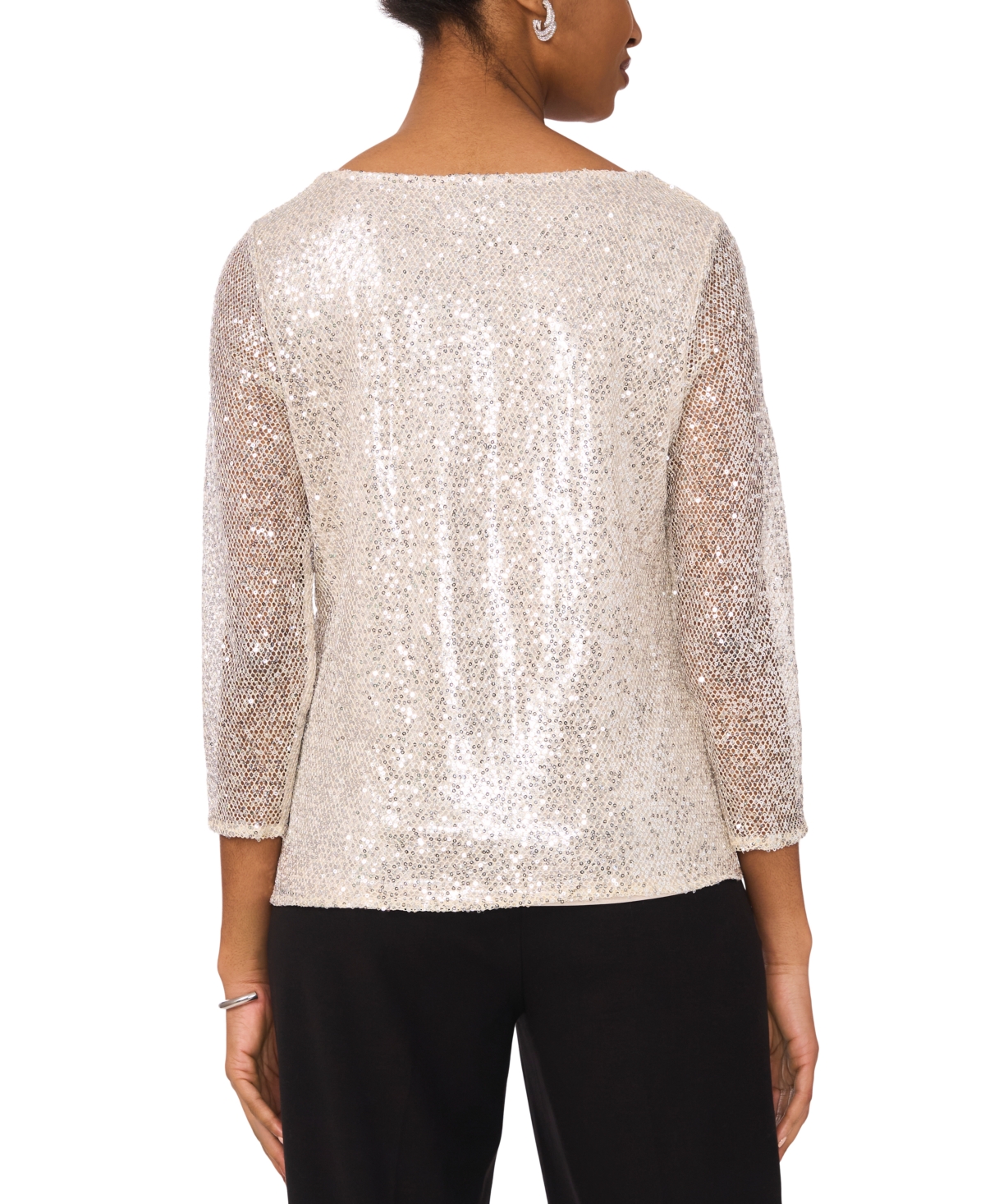 Drape Neck Blouse W/ -Silver