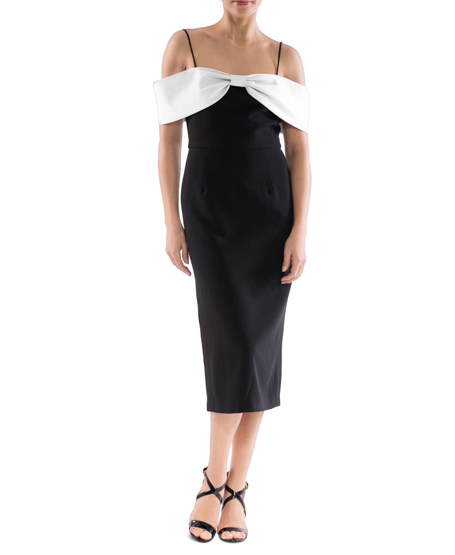 Women's Bow-Neck Strappy Midi Dress