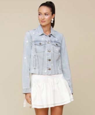 Avec Les Filles - Women's Cotton Star Embroidered Trucker Jacket