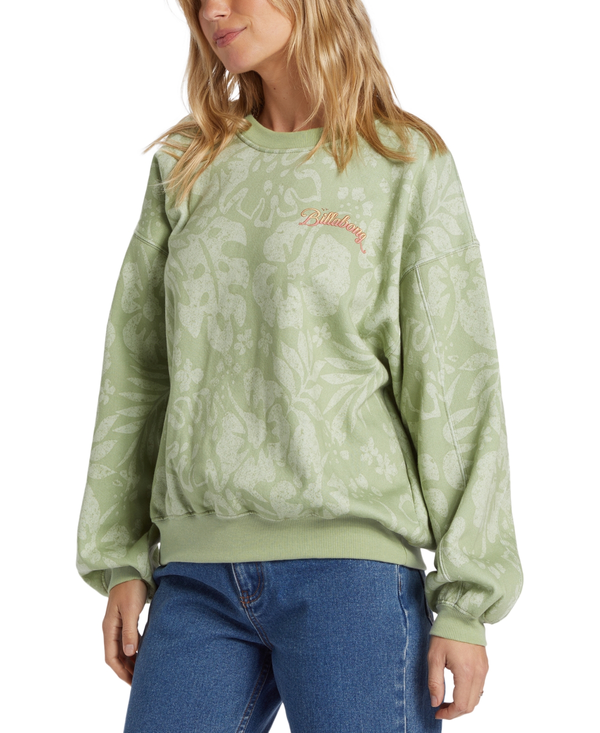 Juniors' Off Tropic Kendall Crewneck Sweatshirt - Weeping Willow