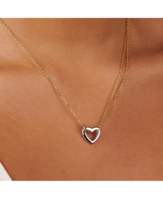 Heart Pendant Two-Tone Necklace in Sterling Silver