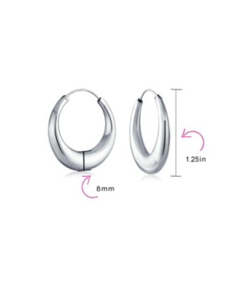Simple Plain Circle Crescent Tapered Tube Hollow Puff Tube Round Hoop Earrings Sterling Silver