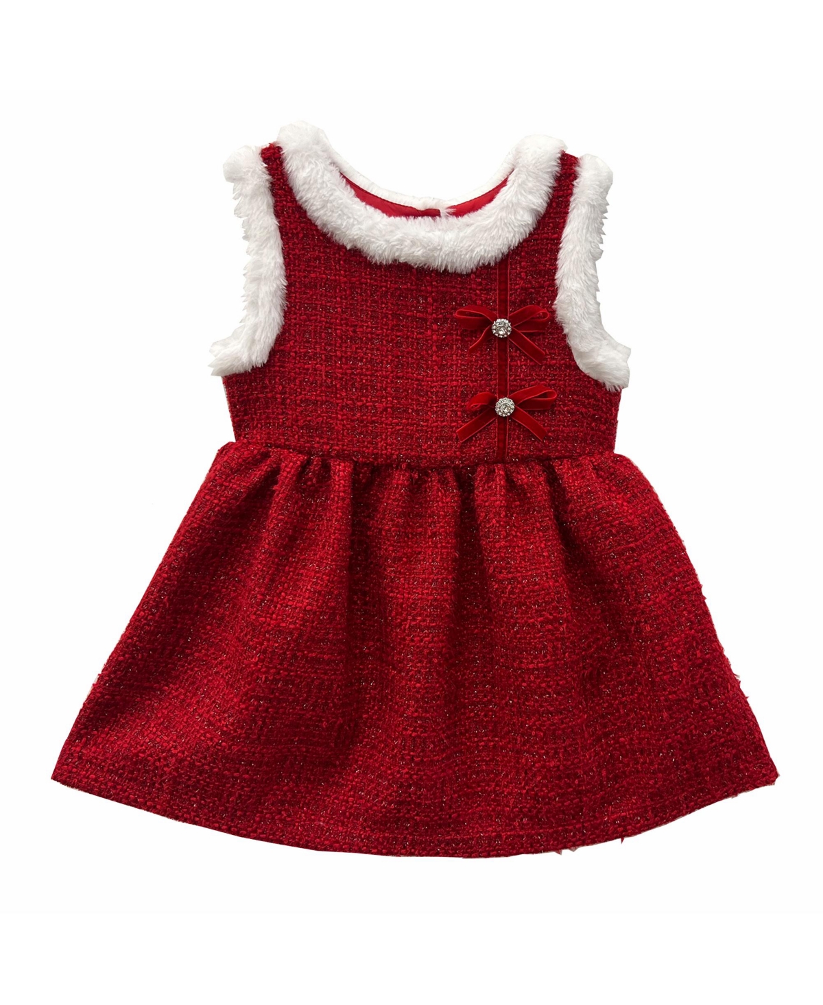 Blueberi Boulevard Toddler and Little Girls Long Sleeve Lurex Mock Neck Top and Tweed Jumper, 2-Piece Set