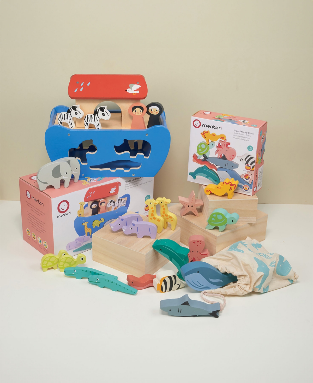 MENTARI TOYS NOAH'S SORTING AND STACKING BUNDLE 
