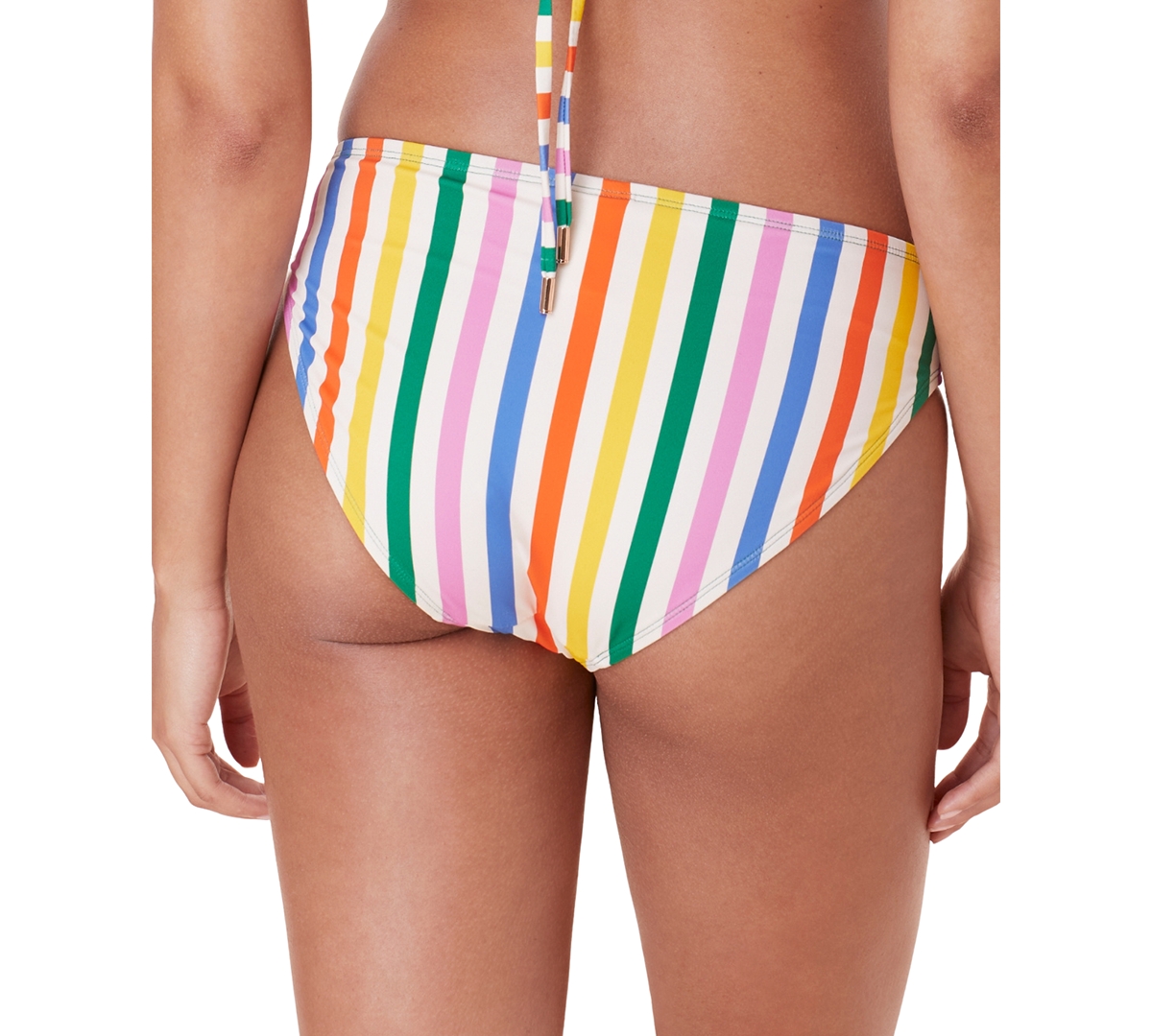 Andie Women's Striped Hipster Bikini Bottoms In Rainbow Stripe