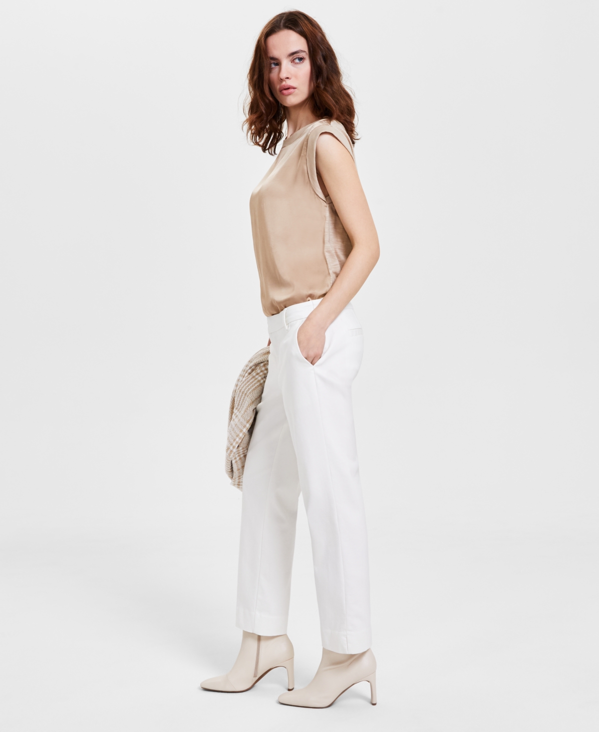 Liverpool Los Angeles Women's Kelsey Cropped Twill Trouser In White