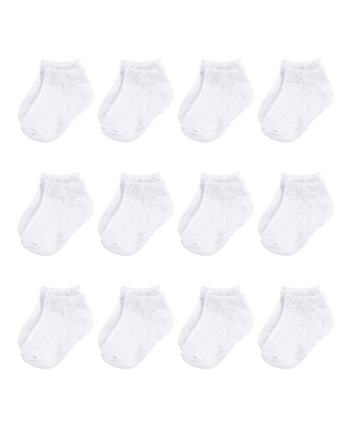 Hudson Baby Baby Boys Unisex Cotton Rich Newborn and Terry Socks, White No-Show - White no-show
