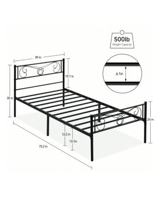 Metal Platform Bed Frame With Headboard And Footboard, Steel Slat Support And Mattress Foundation, No Box Spring Needed