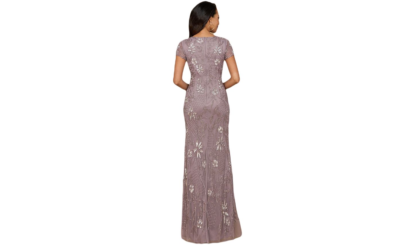 Женские платья Lara V-Neck, Short Sleeve Beaded Gown, цвет: Аметистовый — фото 2
