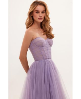 Women's Sheer Sleeves Maxi Tulle Dress