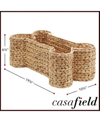 Dog Bone Shaped Storage Basket - Natural, Large Water Hyacinth Pet Toy Bin Organizer
