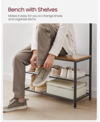 Entryway Industrial Style Coat Rack with Shoe Storage