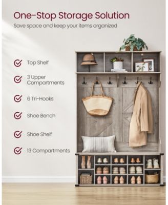 Farmhouse Style Hall Tree with Bench and Shoe Storage