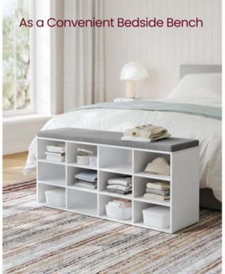 Cushioned Shoe Bench with 12 Compartments,  Cloud White & Dove Gray