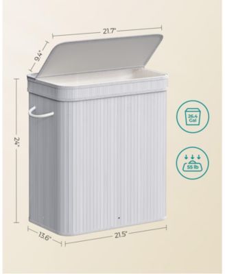 26.5 Gallon Laundry Hamper with Lid and Handles, Dove Grey