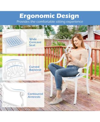 2 PCS Patio Cast Aluminum Dining Chairs Armrests Outdoor Stackable