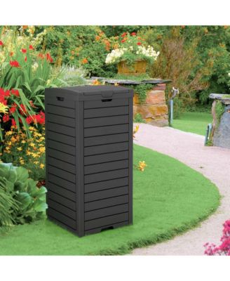 1 PCS 31 Gallon Outdoor Trash Can Waste Bin with Dual Lid & Pull-out Drawer Backyard