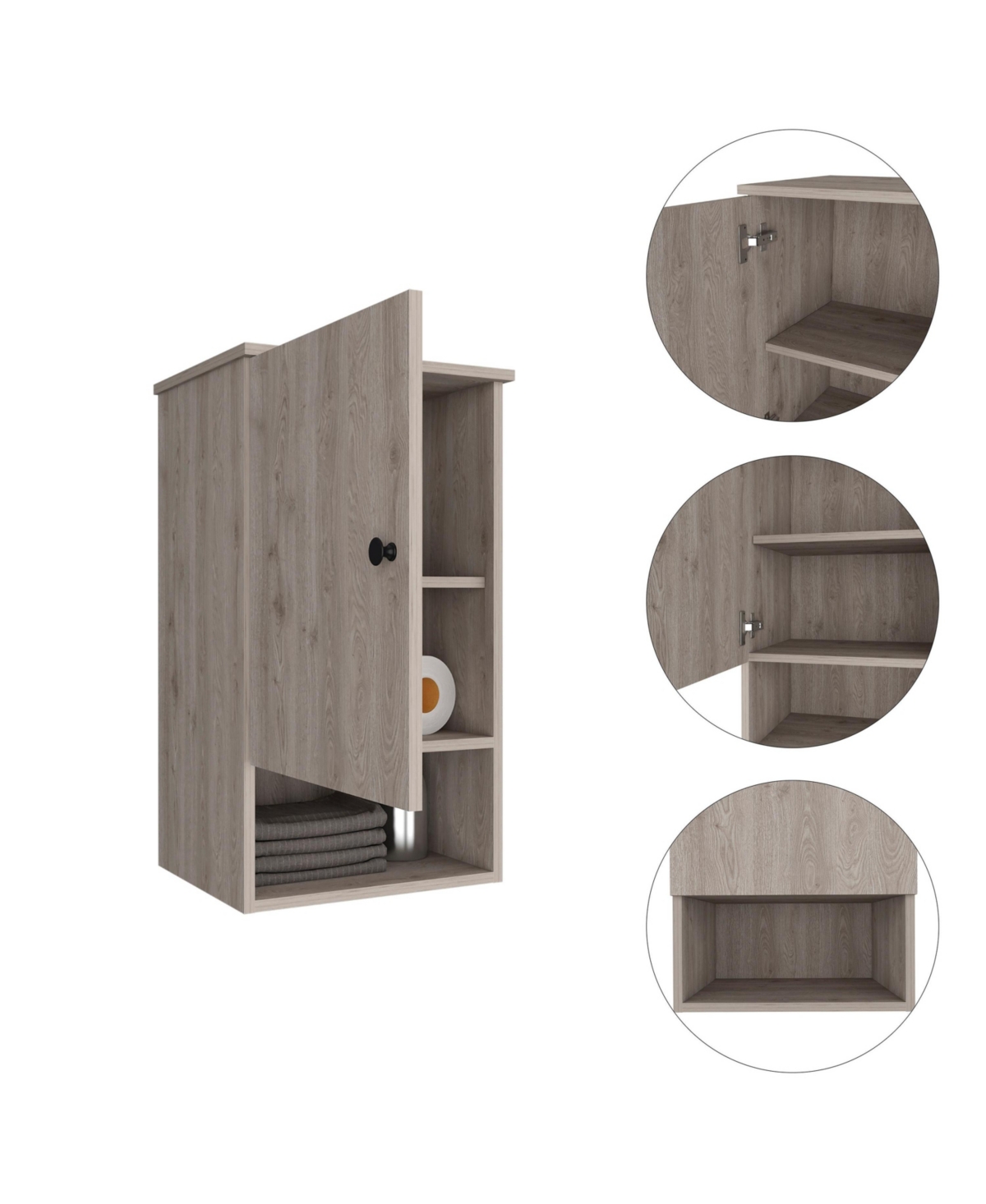 Depot E-Shop Arya Medicine Single Door Cabinet, One Shelf, Two Interior Shelves, Light- Gray