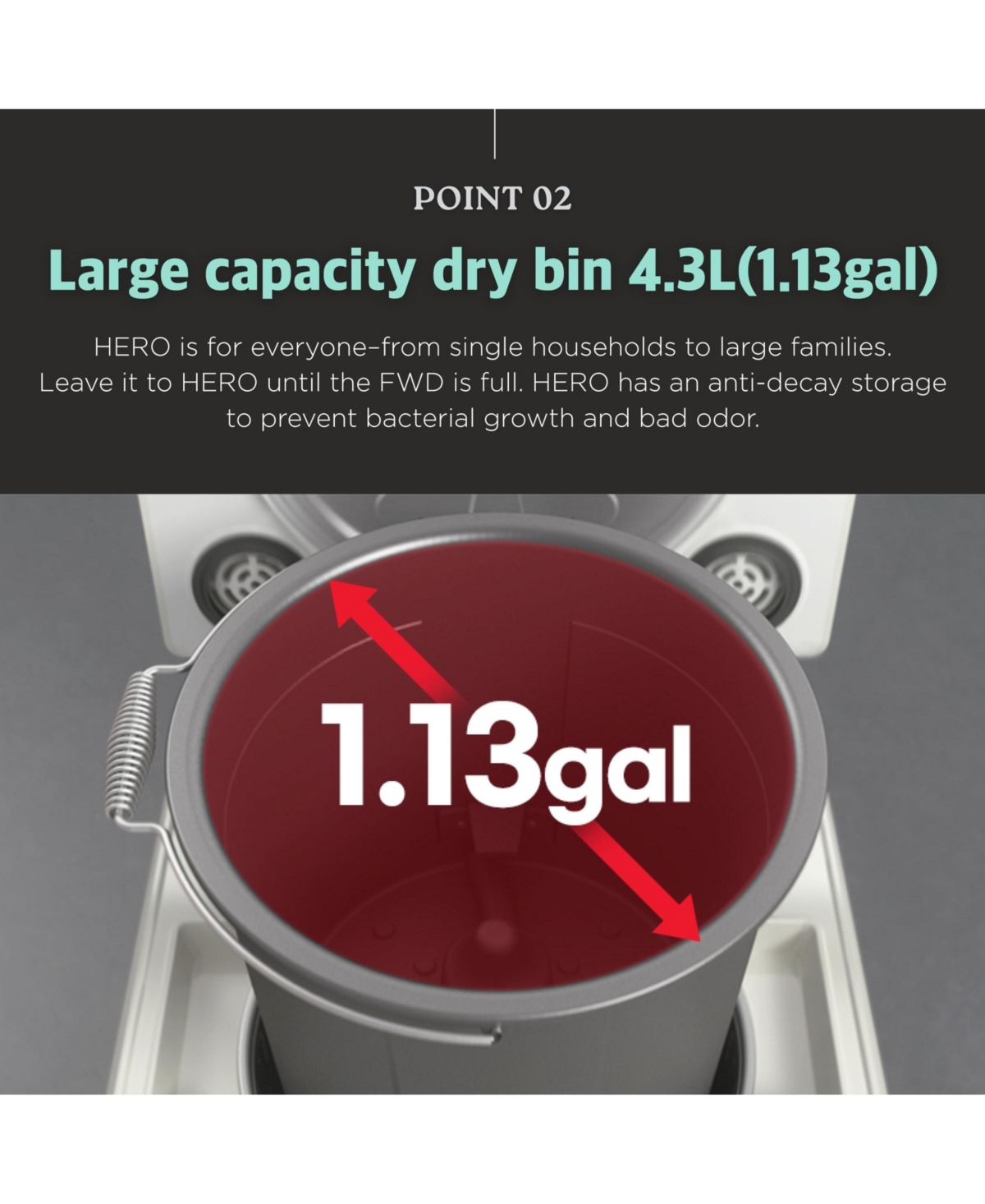 Hero Kproduct4u Premium 4.3 Liters Countertop Electric Food Waste Disposer - Grinding and Drying Type, Mint