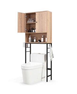 Over The Toilet Storage Cabinet Free Standing Toilet Rack with Adjustable Shelf