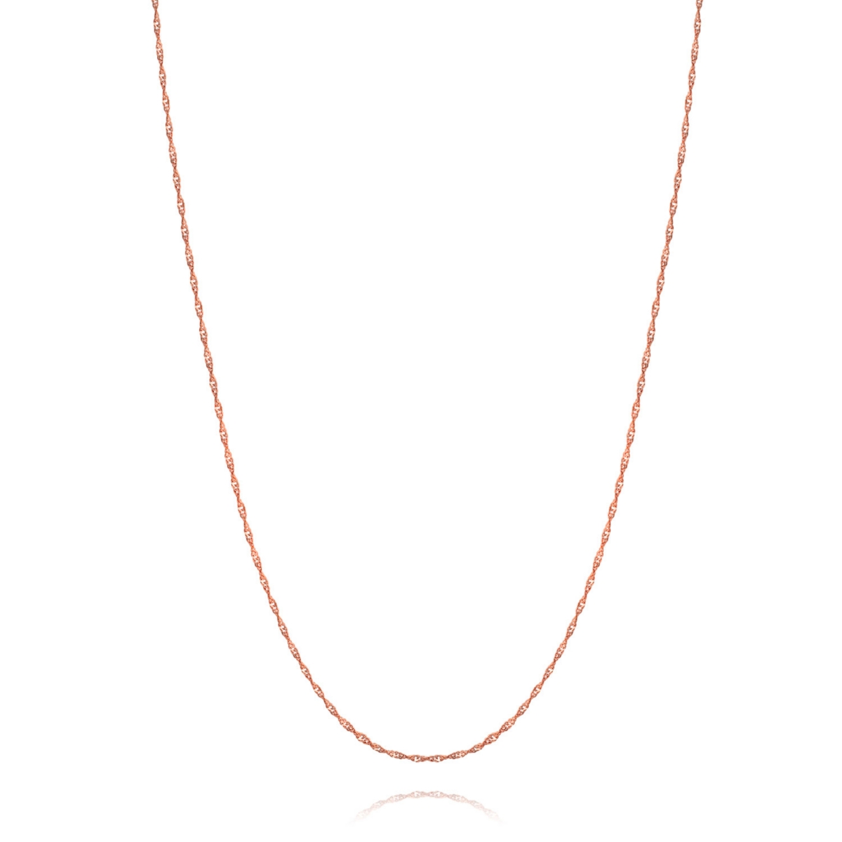 Bling Jewelry Thin 1.5MM Singapore Twisted Rope Chain Necklace Rose Gold Plated Silver