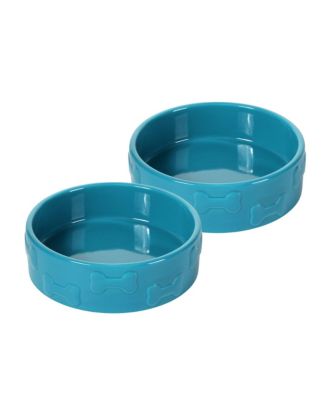 Set Of Two Manor Collection Ceramic Pet Bowls