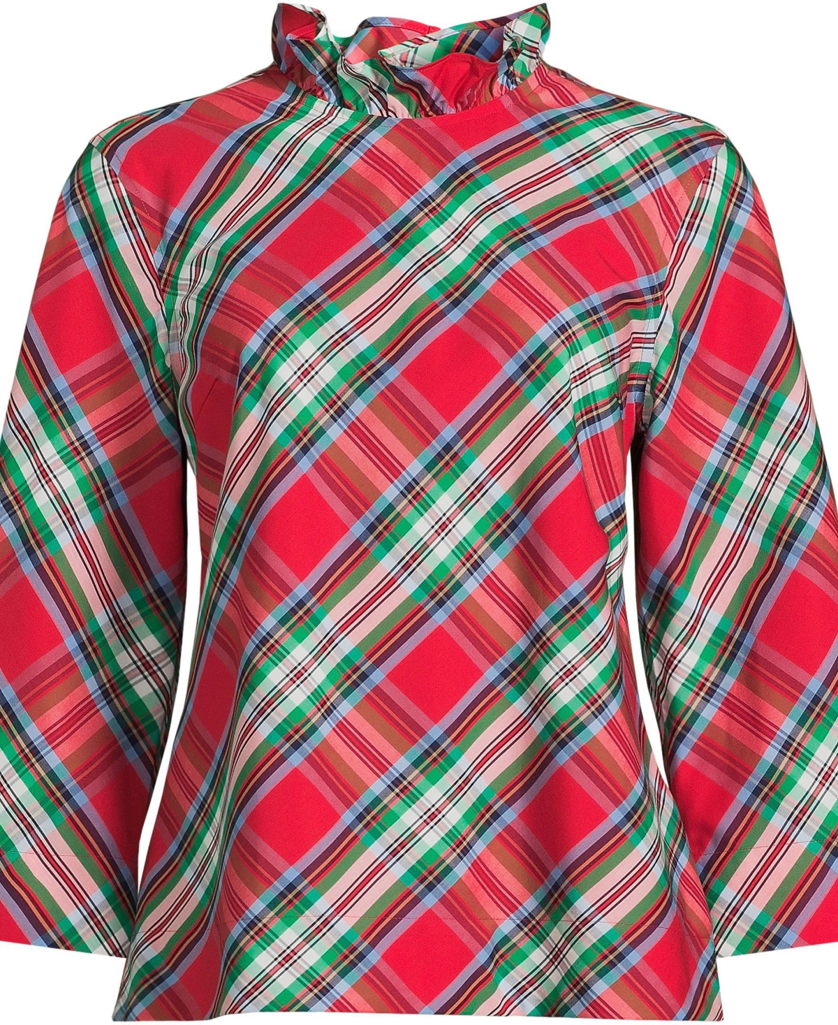 Lands' End Women's 3/4 Sleeve No Iron Sleeve Ruffle Top
